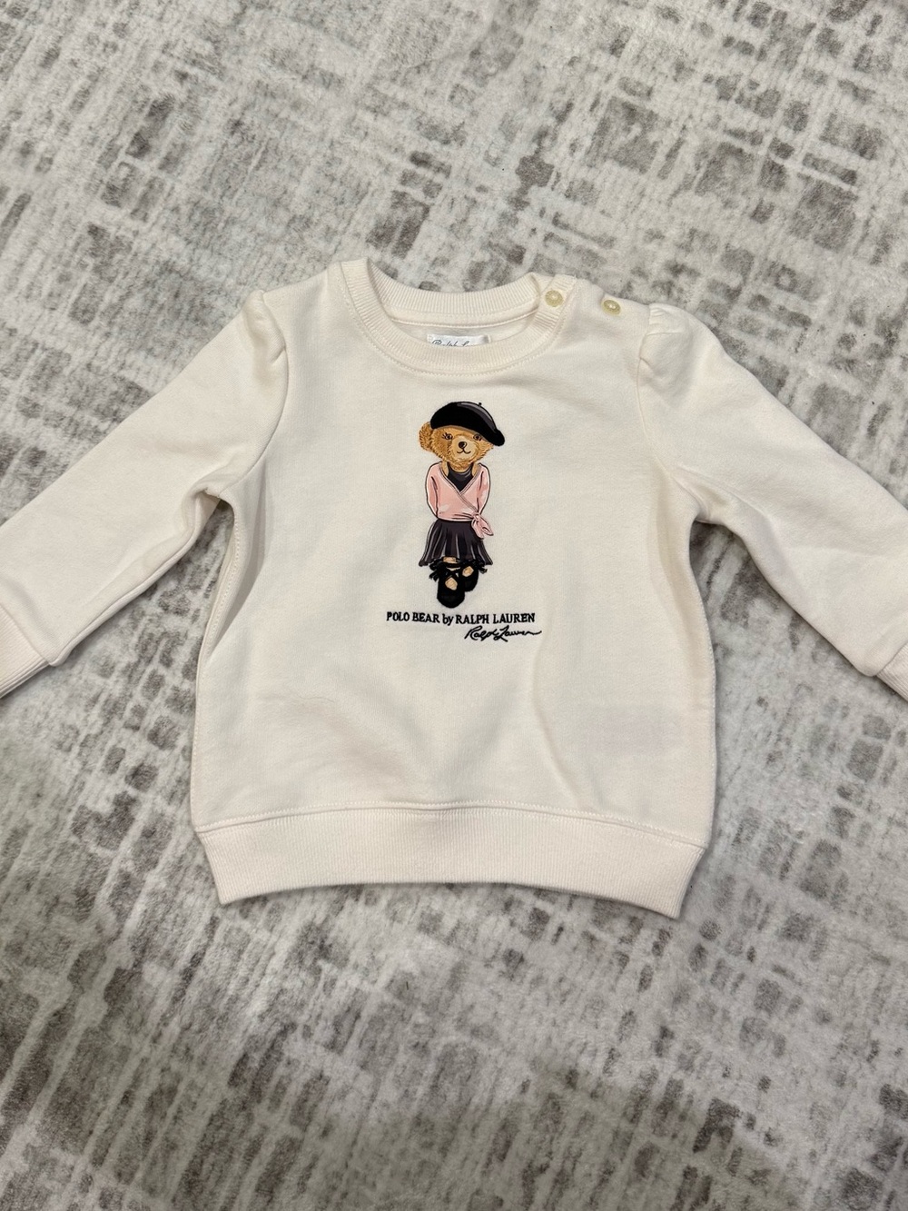 Ralph Lauren Cream Polo Bear Crewneck Sweatshirt - Baby